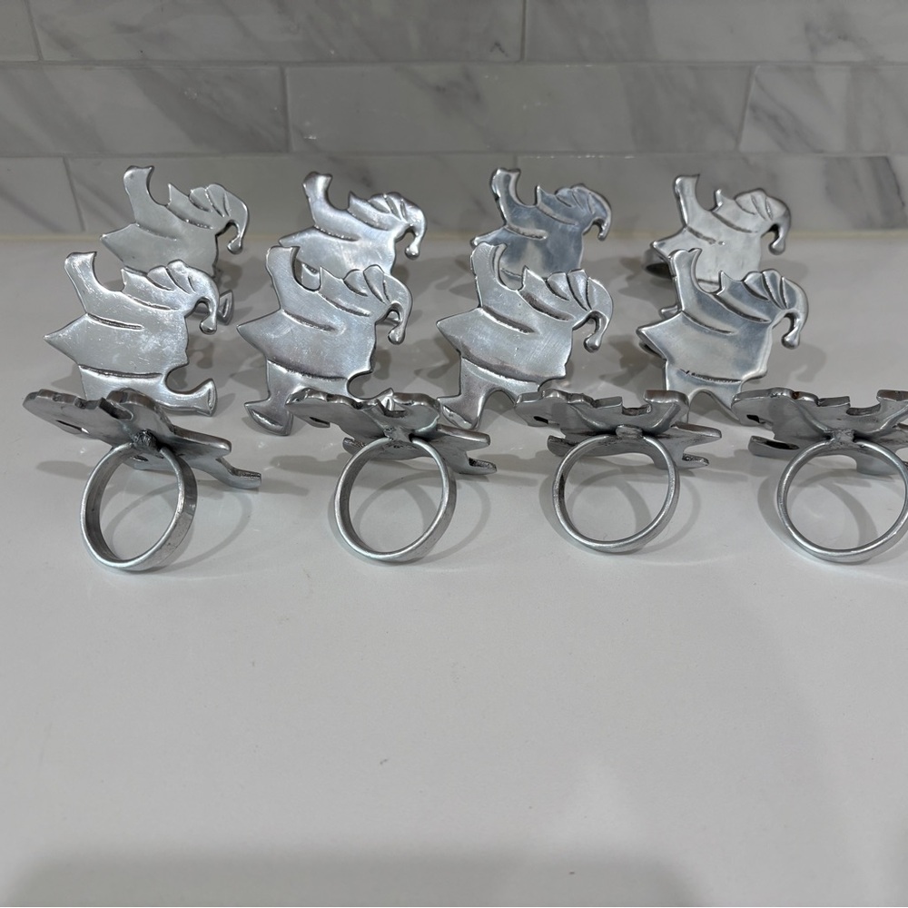 12 Vintage Silver Santa Napkin Rings